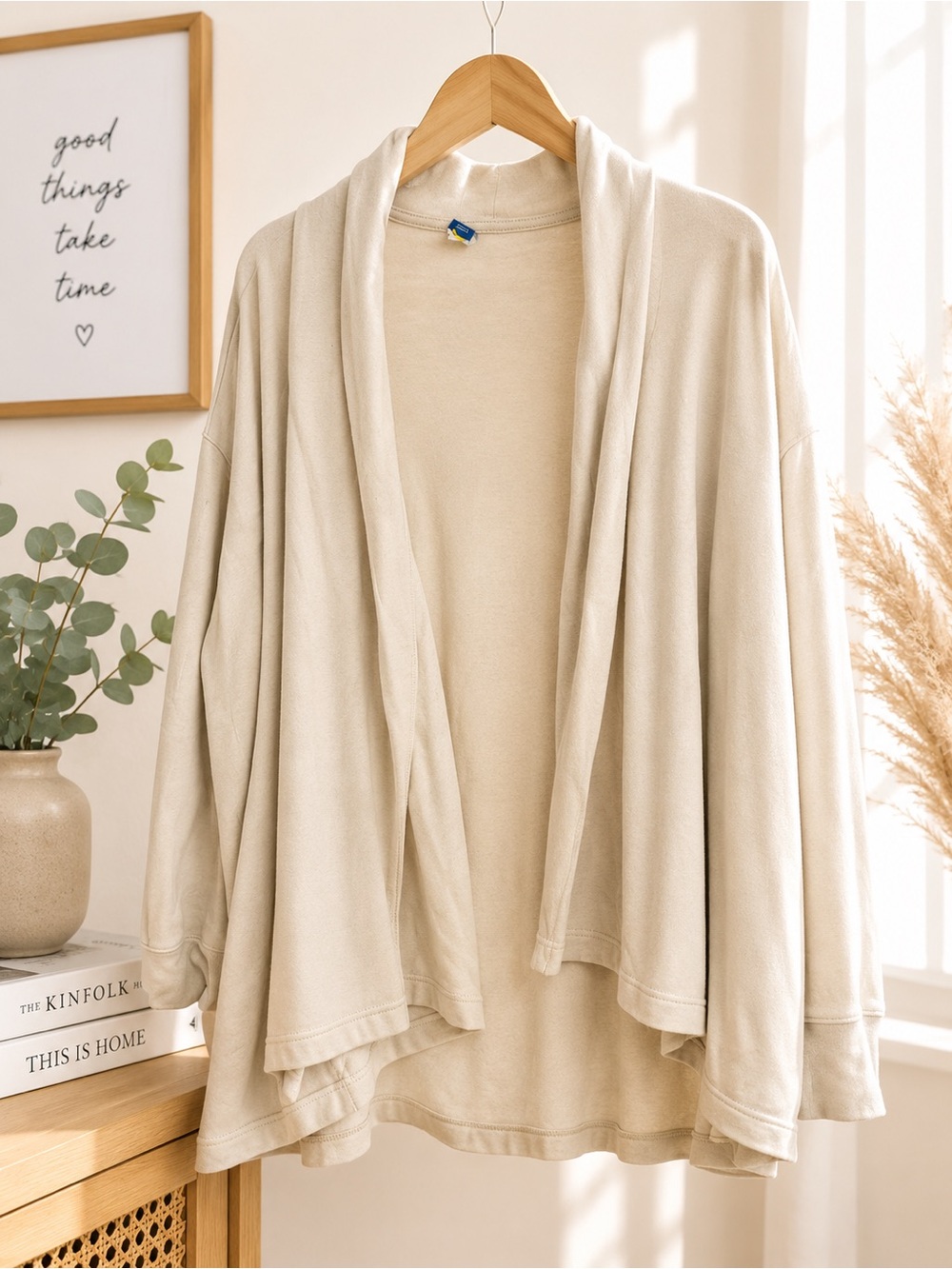 Old Navy Women's Cream Open-Front Draped Cardigan